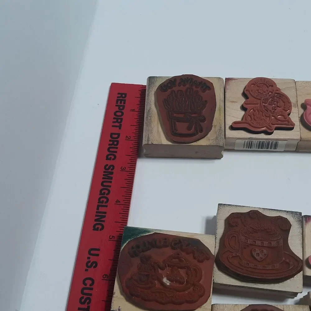 Lot of 32 Assorted Rubber Stamps Coffee Thank You Fall Holiday Words Greetings